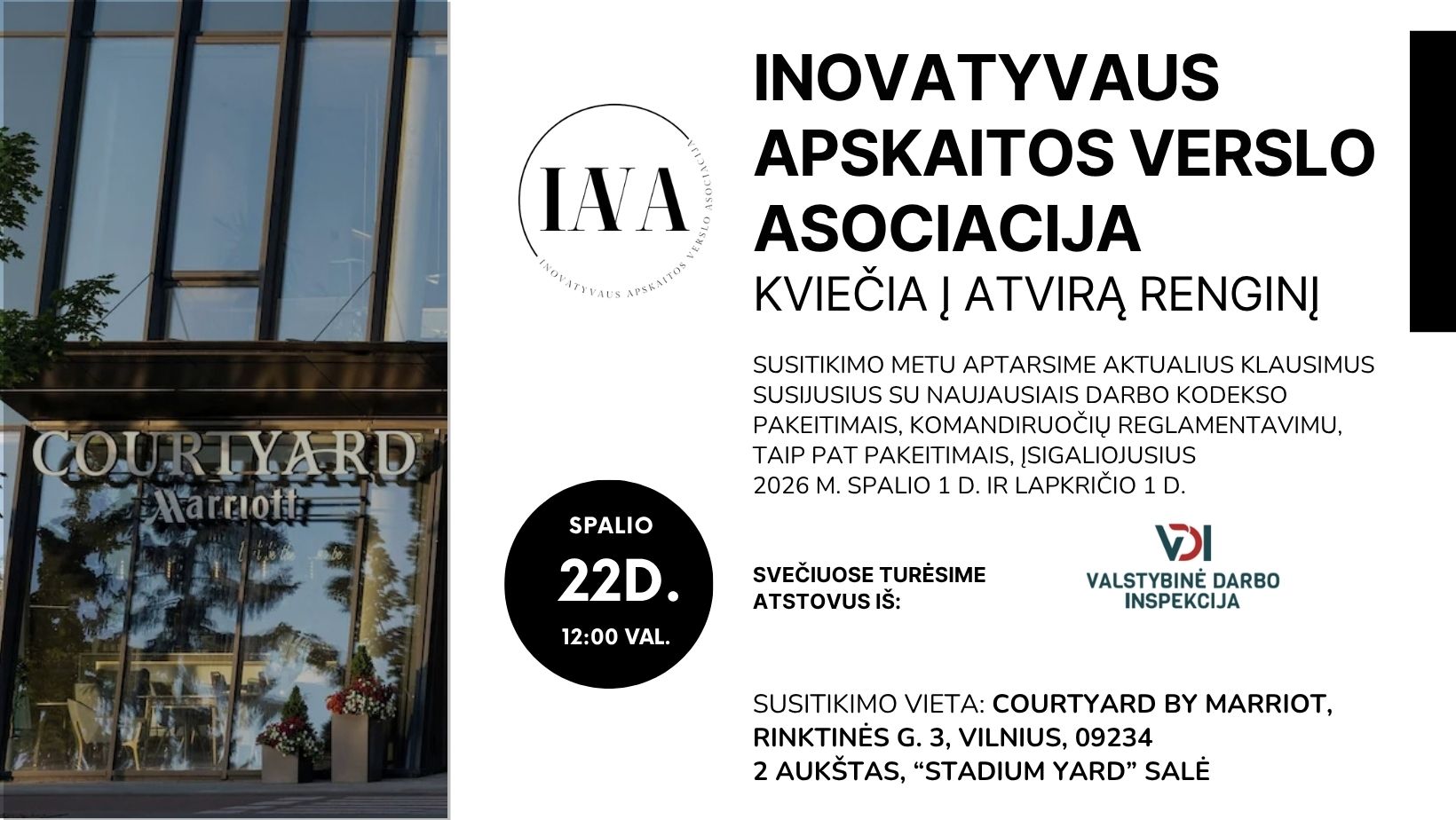 IAVA kviečia į susitikimą su Valstybinės darbo inspekcijos (VDI) atstovais